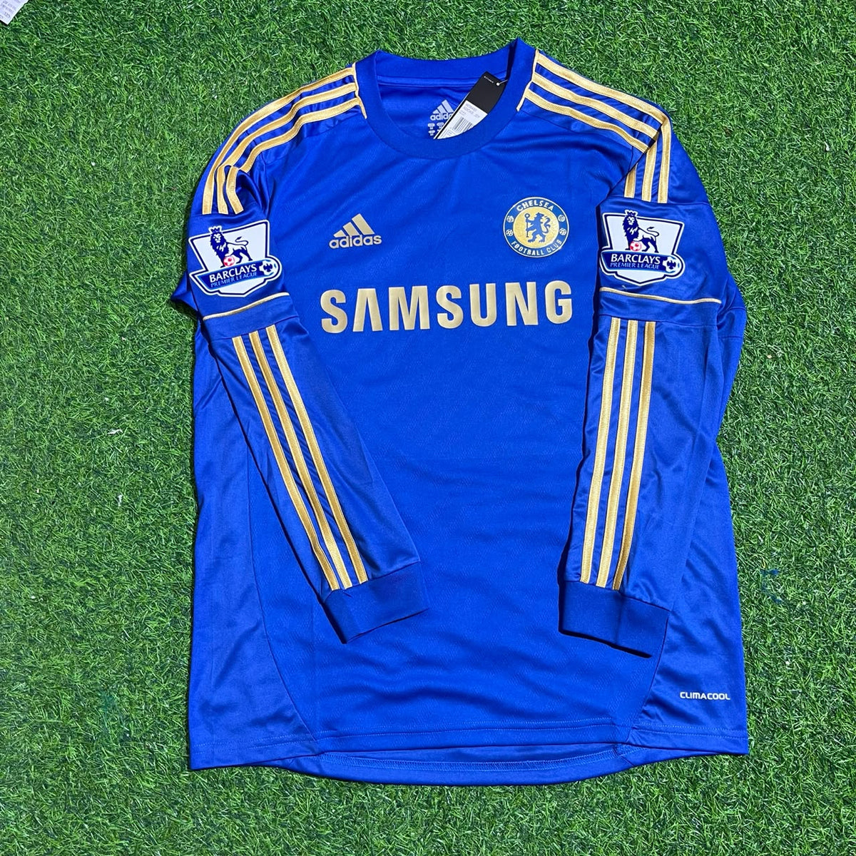 2012/13 Frank Lampard Chelsea Premier League Patch Blue Retro Football Jersey – Front View