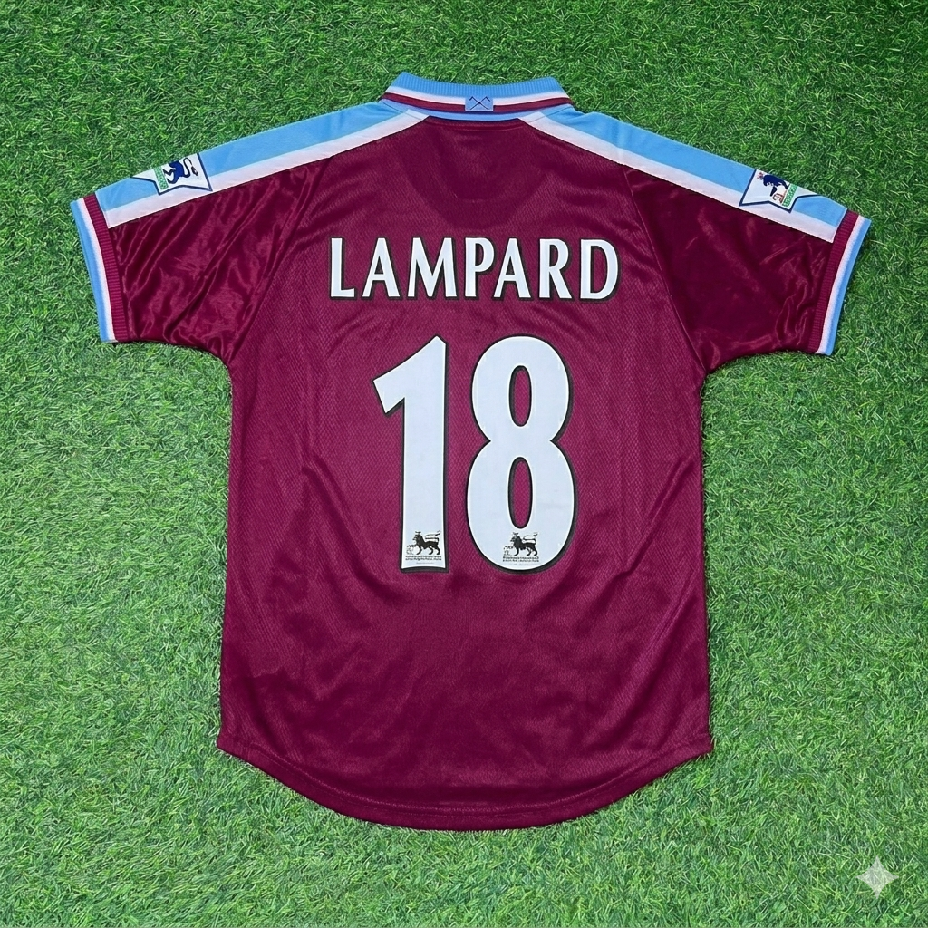 1999/00 Frank Lampard #18 West Ham Home Retro Football Jersey – Back View
