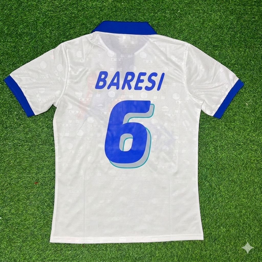 1994 Italy World Cup Franco Baresi White Retro Football Jersey – Back View