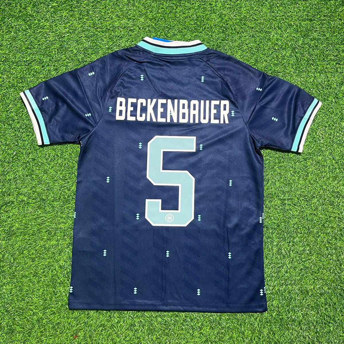 Germany Franz Beckenbauer #5Retro Blue Away Football Jersey – Back View