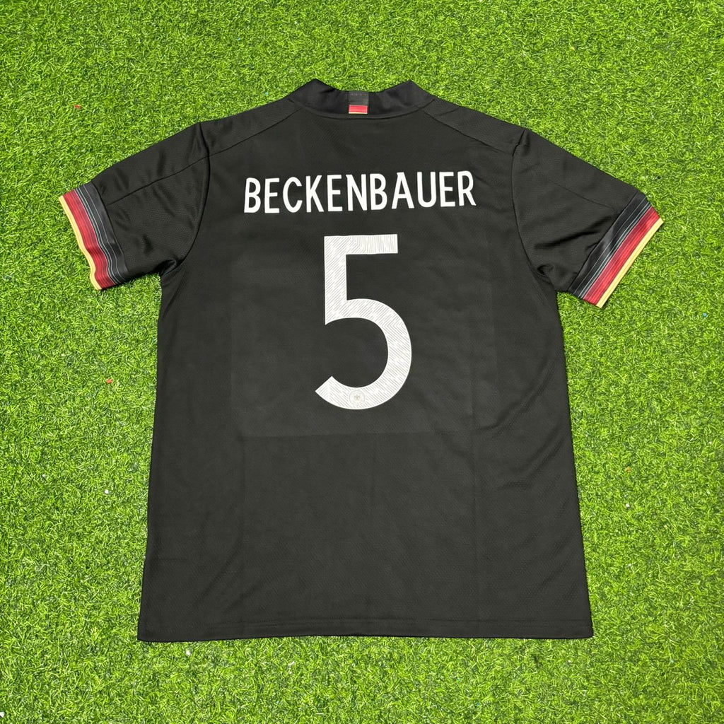 Franz Beckenbauer Germany Black Retro Football Jersey – Back View