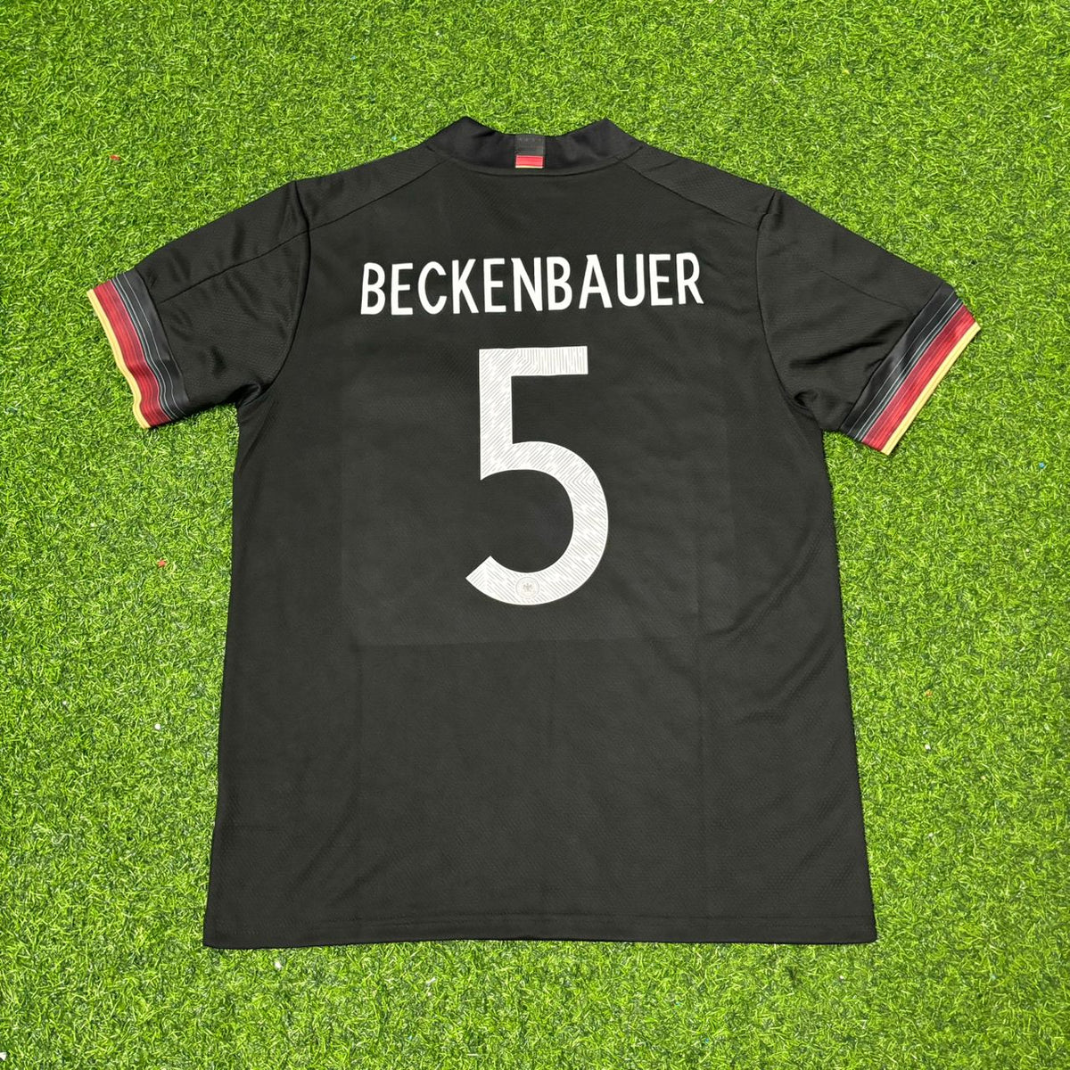 Franz Beckenbauer Germany Black Retro Football Jersey – Back View