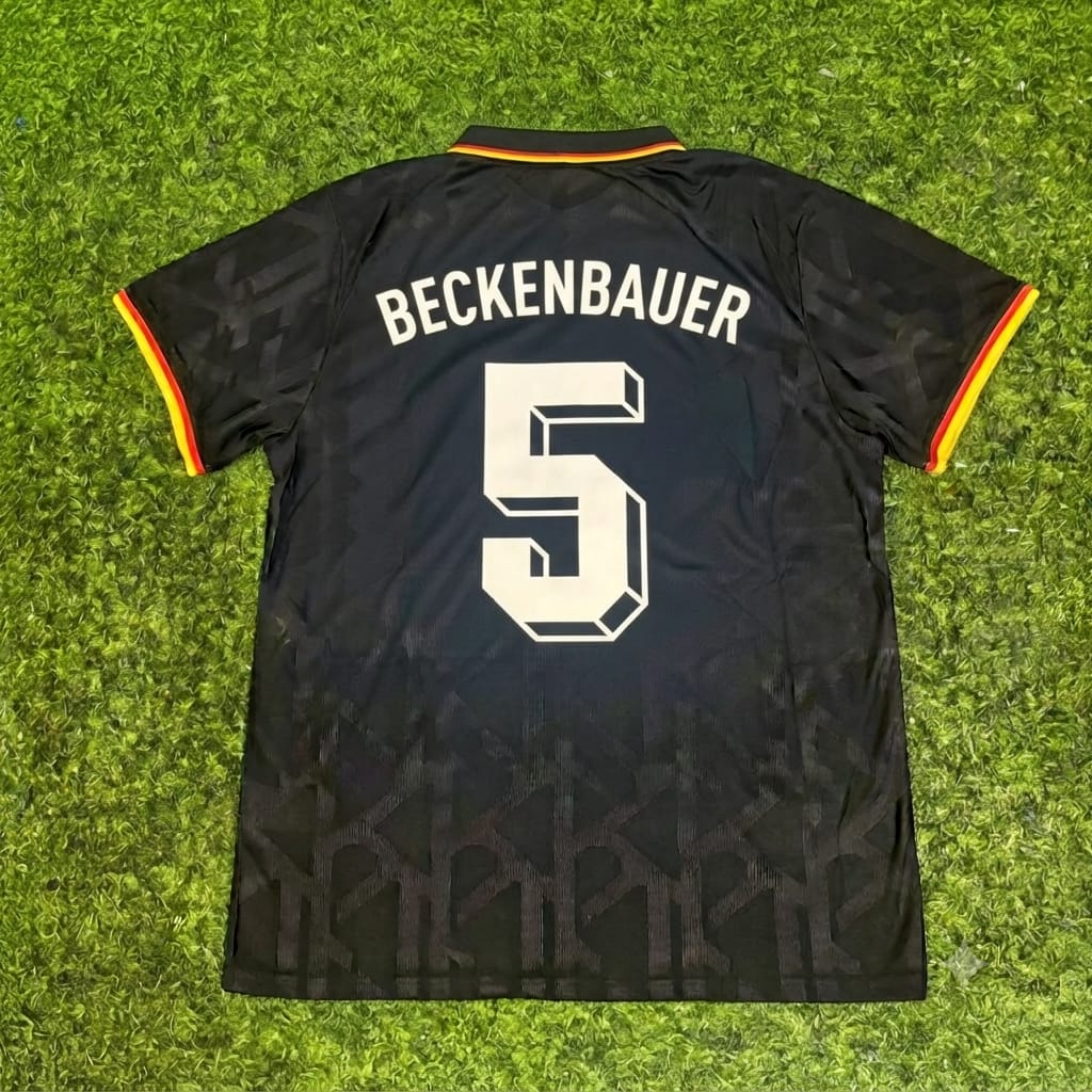 Franz Beckenbauer Germany Black Polo Retro Commemorative Jersey – Back View