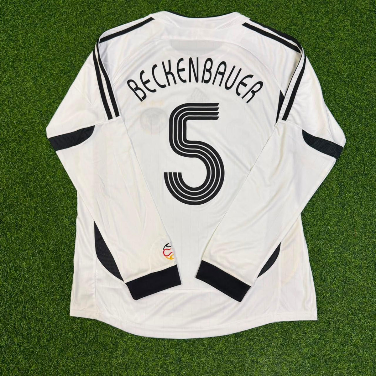 Germany World Cup Long Sleeve White Retro Football Jersey – Franz Beckenbauer – Back View