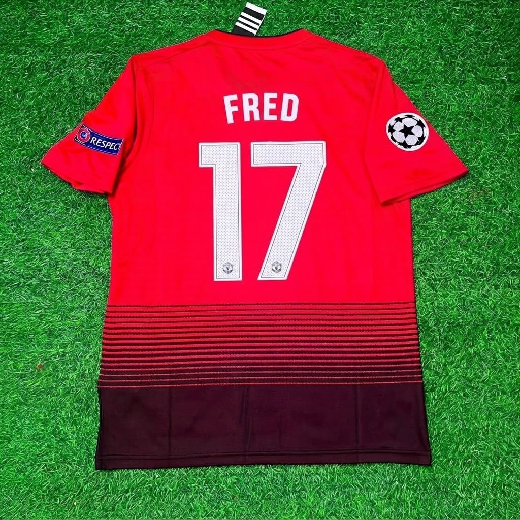Fred #17 Manchester United 2018/2019 Season Home Red Retro Football Jersey – Back View