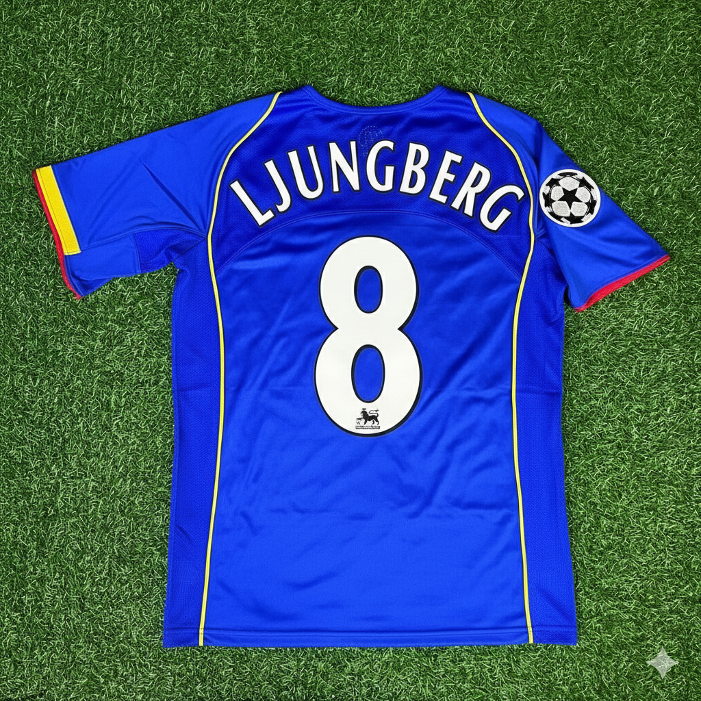 2004/05 Freddie Ljungberg Arsenal Blue Retro Football Jersey – Back View