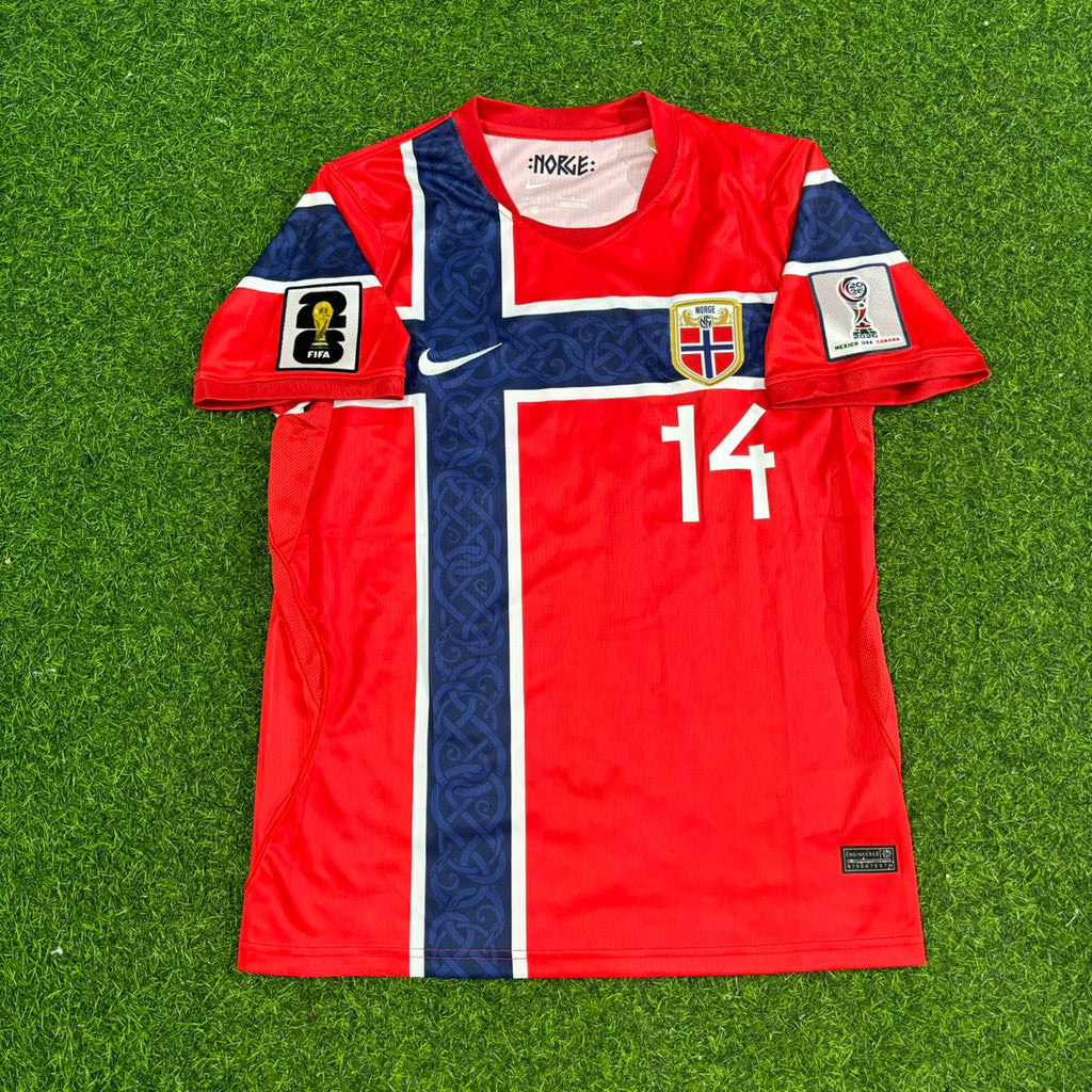 Fredrik Aursnes Norway 2026 World Cup Home Football Jersey – Front View