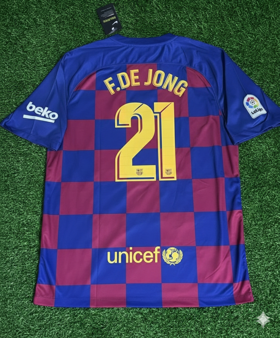 Barcelona 2019/20 Home Retro Jersey – Frenkie de Jong – – Back View