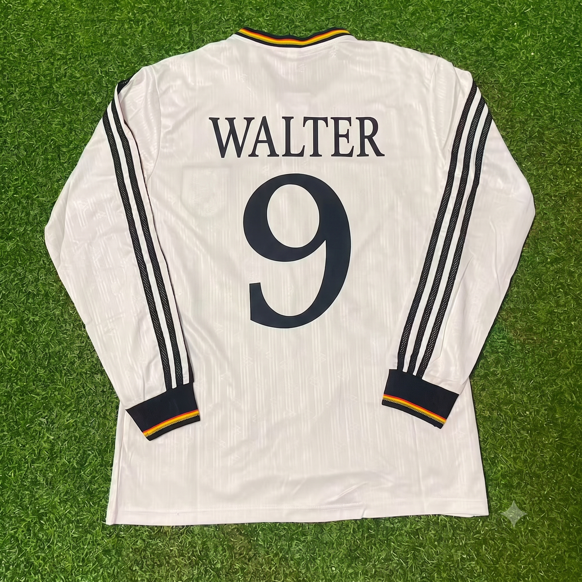 Fritz Walter Germany EURO 1996 Final Home Long Sleeve Retro Football Jersey (Copy) – Back View