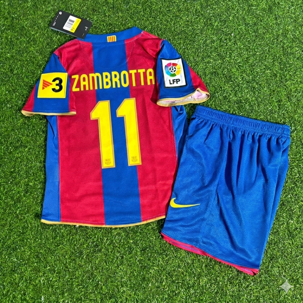 2007/08 Gianluca Zambrotta 11- Barcelona Retro Kids Football Jersey – Back View