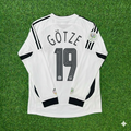 Germany World Cup Long Sleeve White Retro Football Jersey – Mario Götze – Back View
