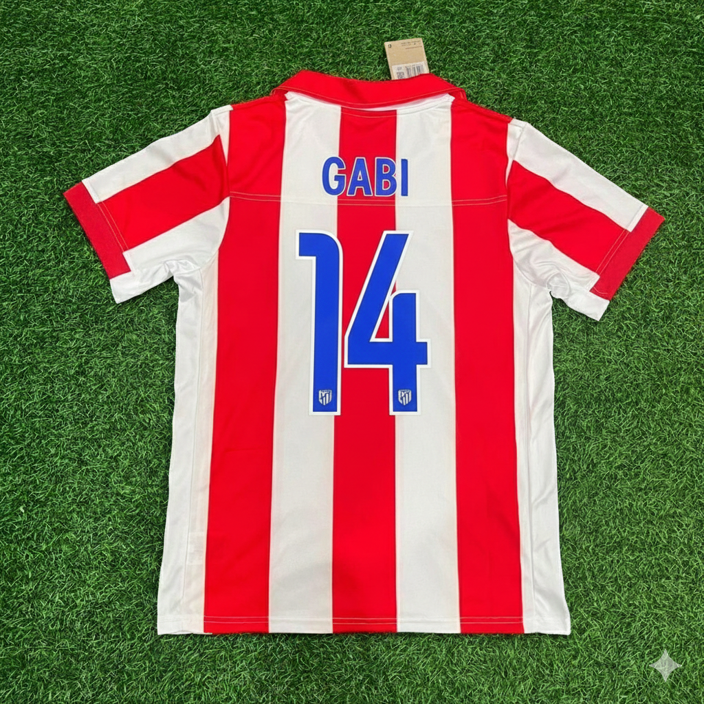 Gabi Atletico de Madrid Retro Football Jersey Shirt – Back View