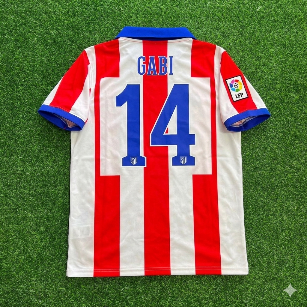 Atlético Madrid Home 2014/15 Retro Kit Jersey – Gabi 14 – Back View