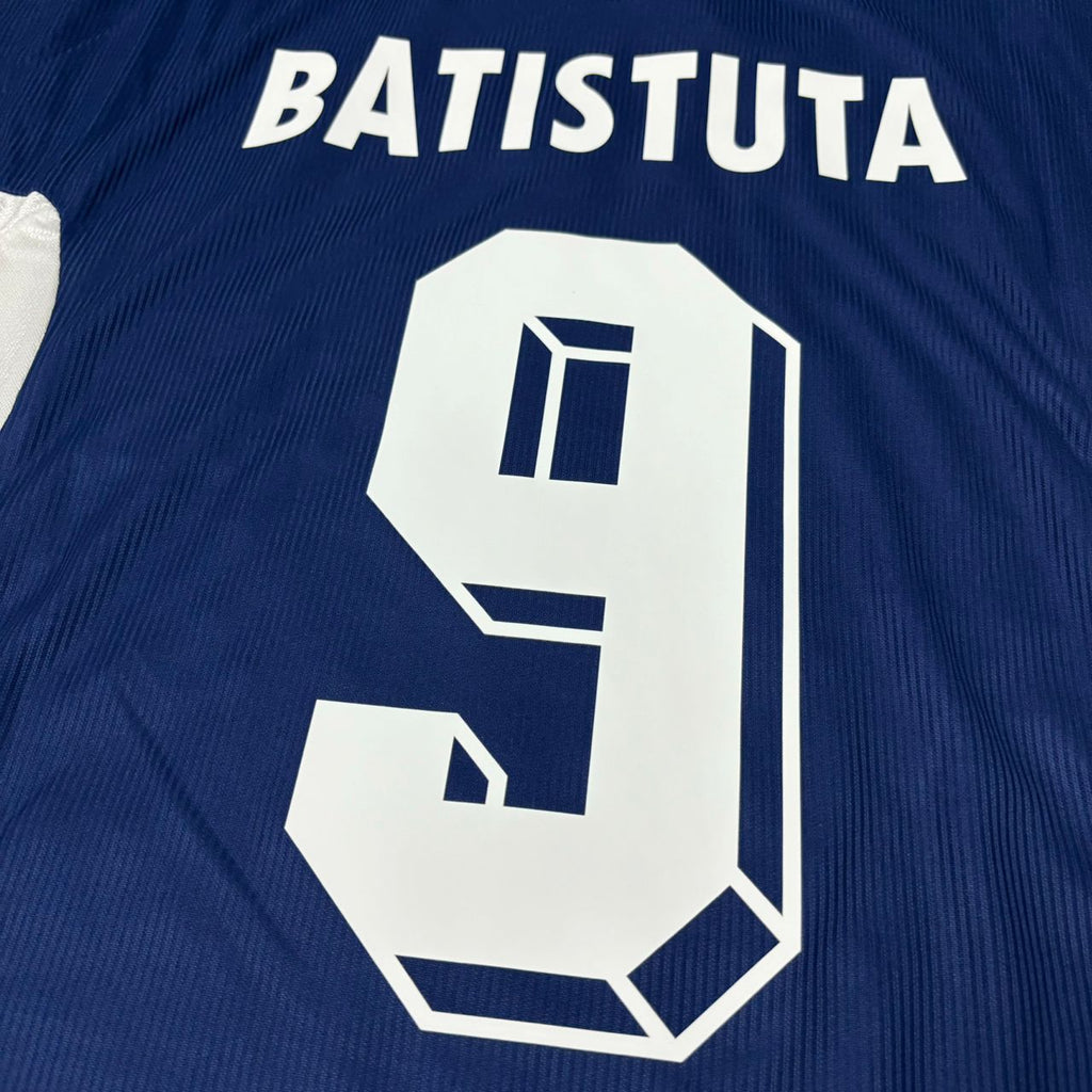 1998 Argentina World Cup Gabriel Batistuta Blue Retro Football Jersey – Detailed View