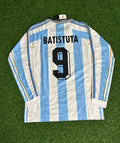 Gabriel Batistuta Argentina 1998 World Cup White Long Sleeve Retro Football Jersey – Back View