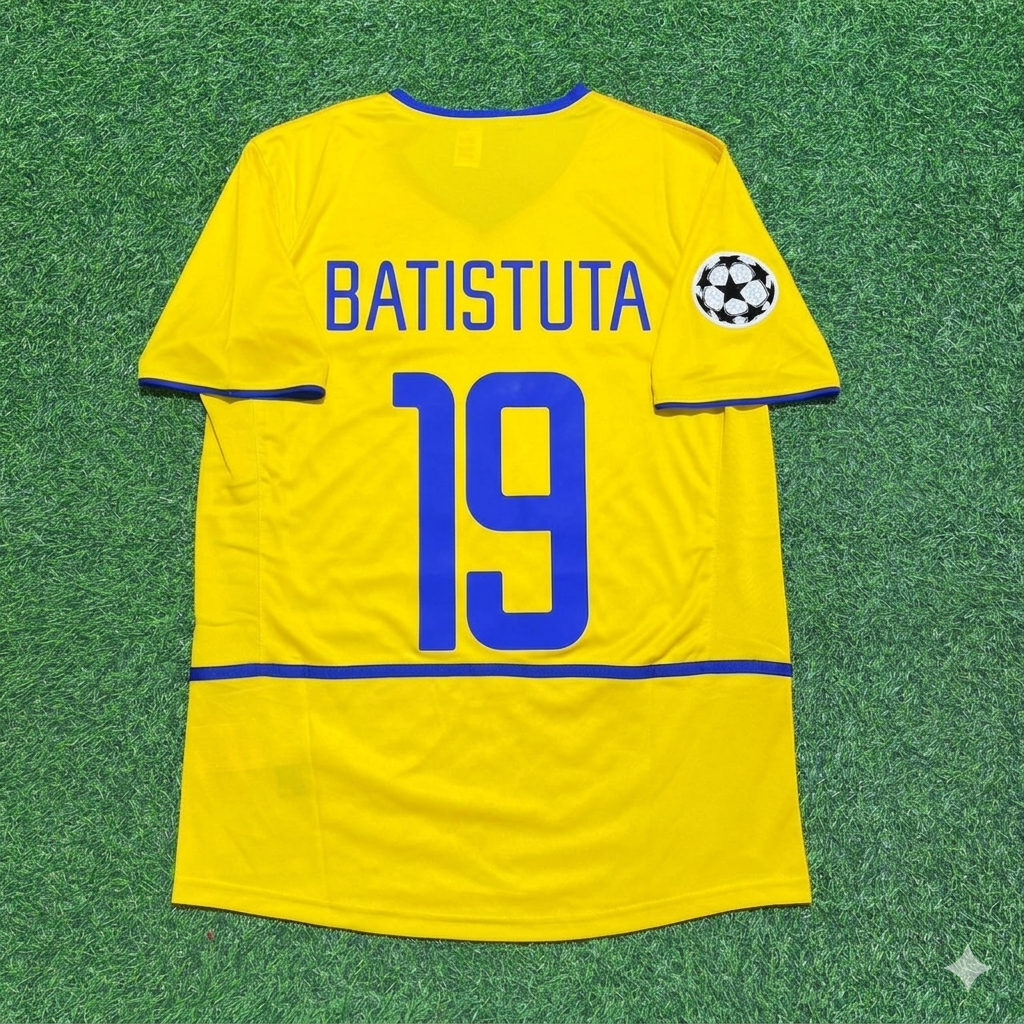 2002/03 Gabriel Batistuta Inter Milan Yellow Retro Football Jersey – Back View