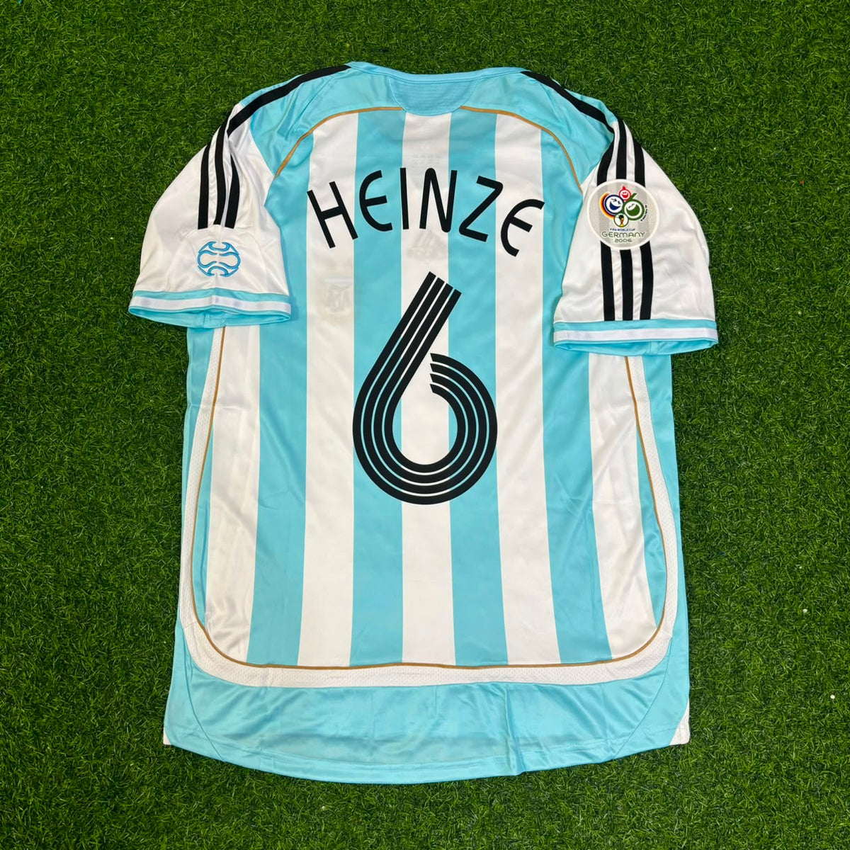 Argentina 2006 World Cup Retro Soccer Jersey – Gabriel Heinze – Back View