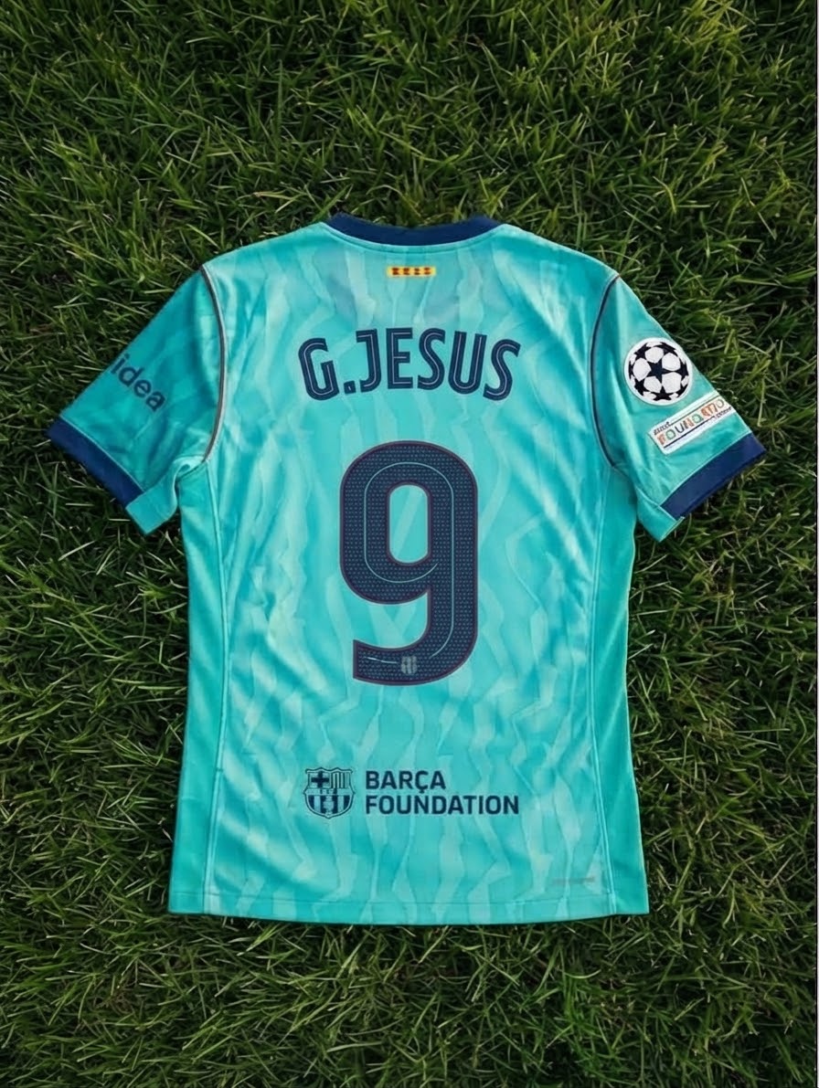 Gabriel Jesus #9 Barcelona 2026/2027 New Season Third Champions League Patch Football Jersey – Back View
