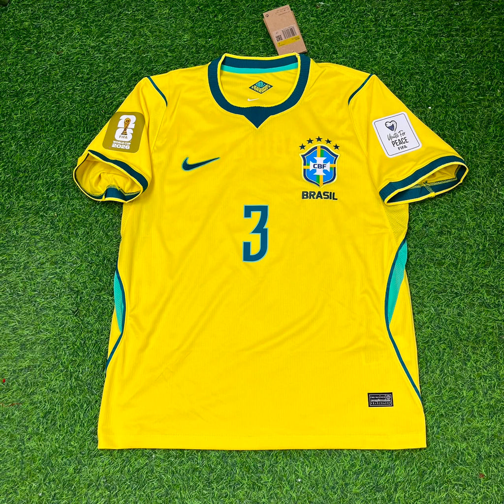 Brazil 2026 World Cup Yellow Home Football Jersey – Gabriel Magalhães #3 – Front View