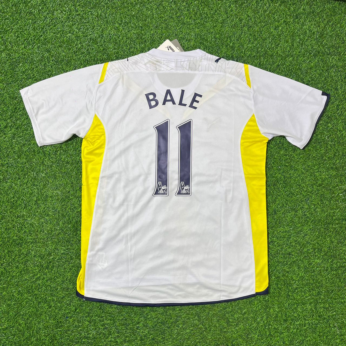 2009 Gareth Bale Tottenham 2010 White Retro Football Jersey – Back View