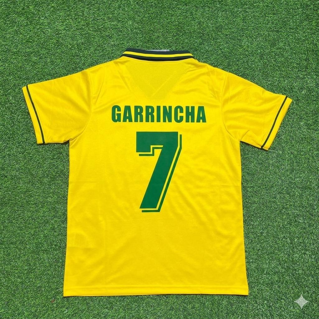 Garrincha #7 Brazil Retro Football Jersey – Back View