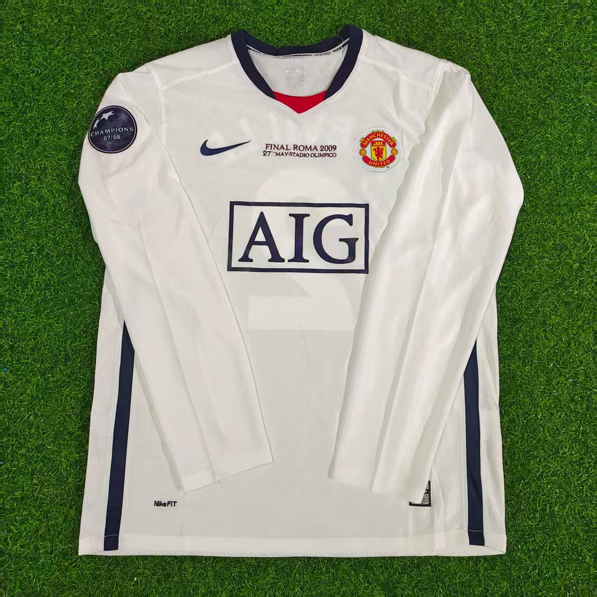 2009 Gary Neville Manchester United Final Long Sleeve Retro Football Jersey – Front View