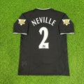 Gary Neville Manchester United 2003-2004 Away Black Retro Football Jersey – Back View