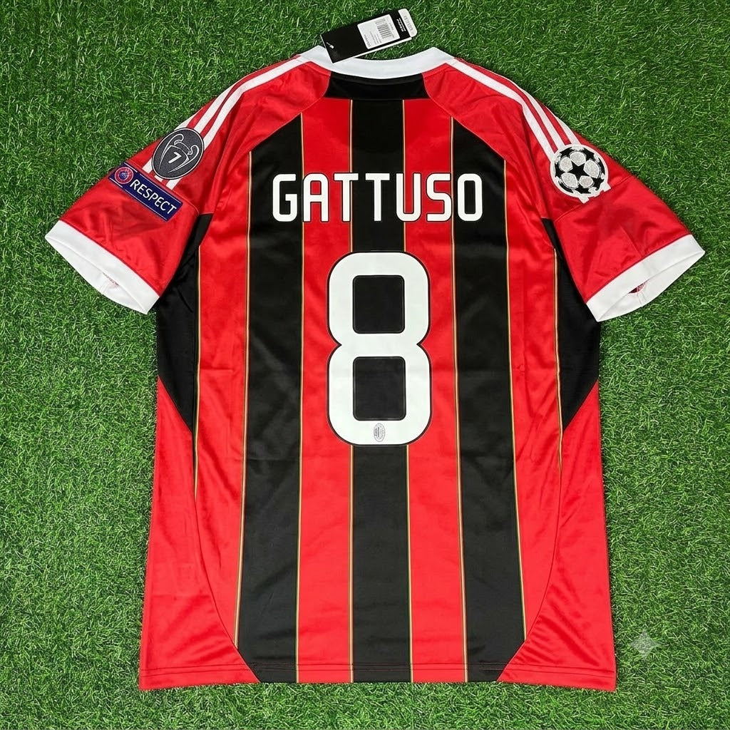 Gennaro Gattuso AC Milan Home Retro Football Jersey – Back View
