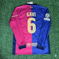 2025 Gavi 6- Barcelona Champions League Long Sleeve Football Jersey – Back View