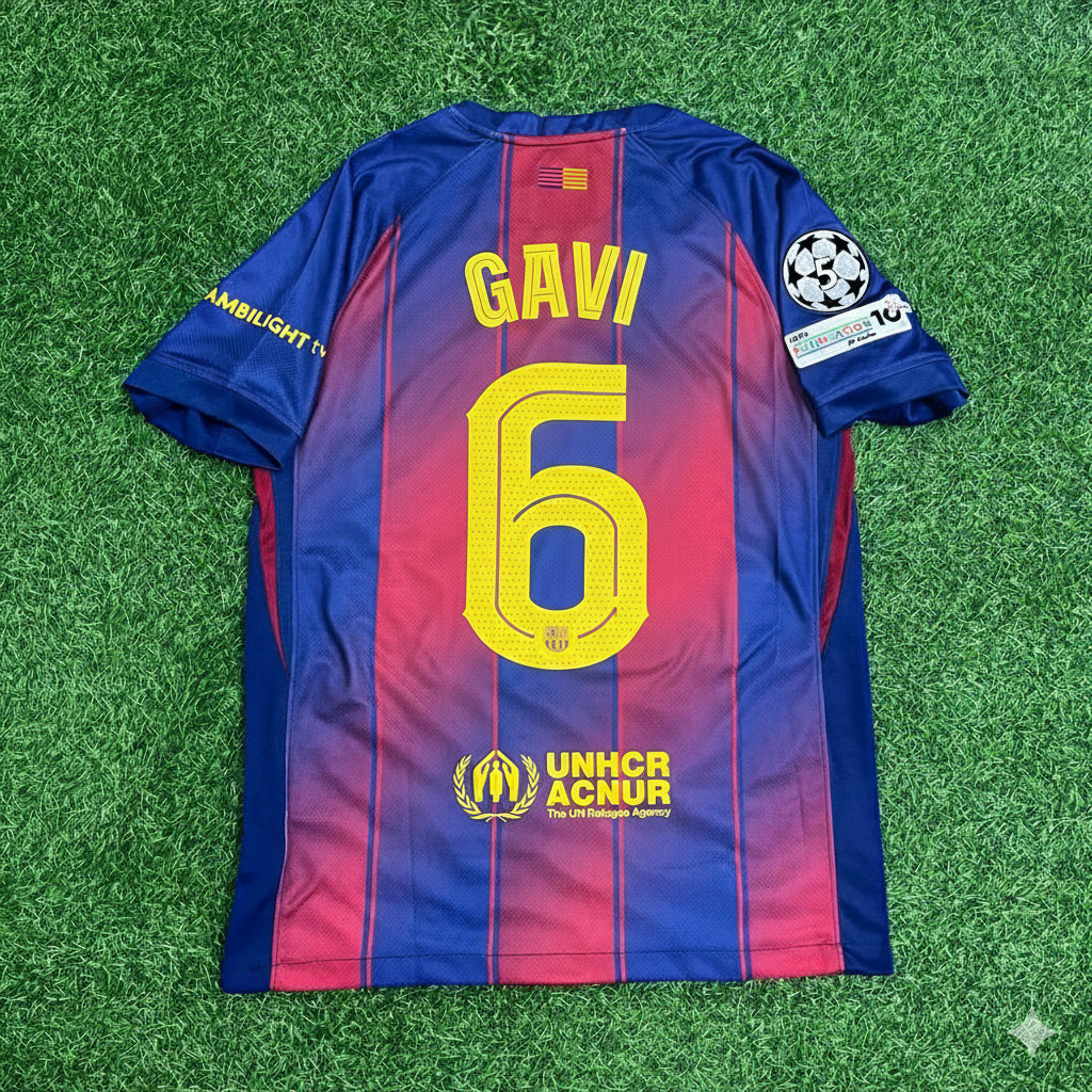 Barcelona 2025/2026 Season Kit Jersey – Gavi – Back View