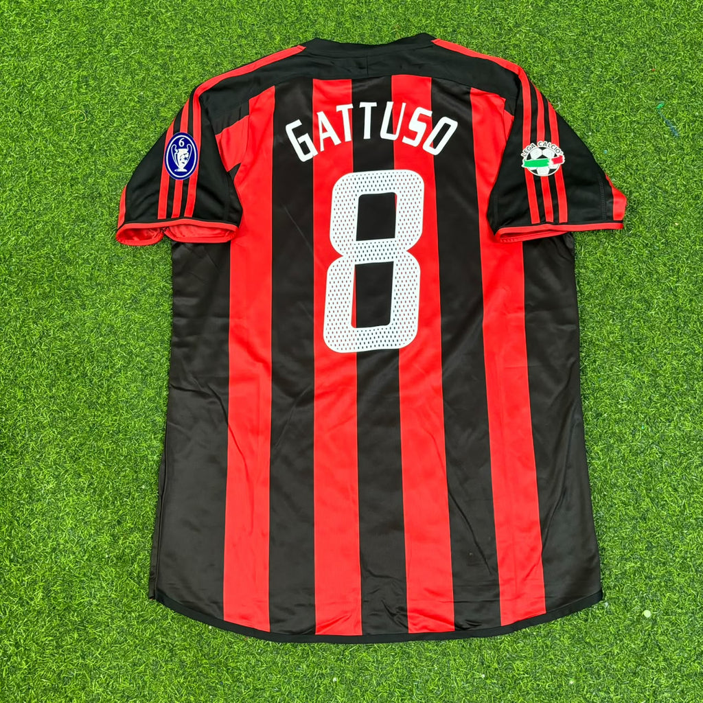 Milan 2003/2004 Home Retro Football Jersey – Gennaro Gattuso 8 – Back View