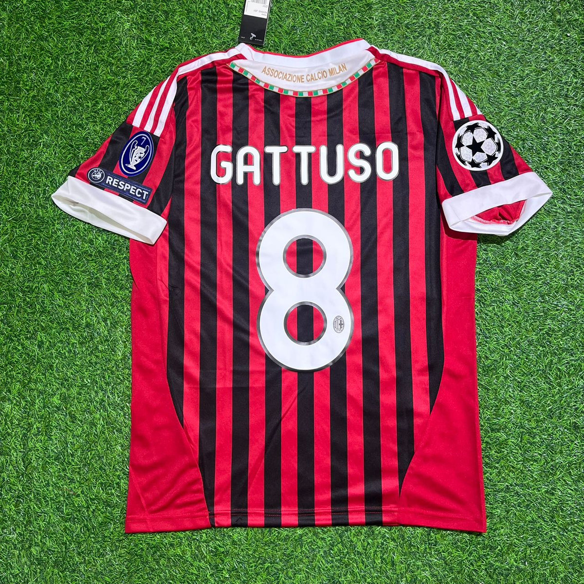 2011/12 Gennaro Gattuso 8 - AC Milan Home Retro Football Jersey – Back View