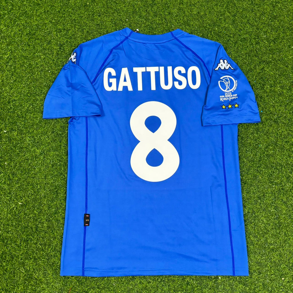 Italy 2002 World Cup Home Retro Jersey – Gennaro Gattuso #8 – Back View
