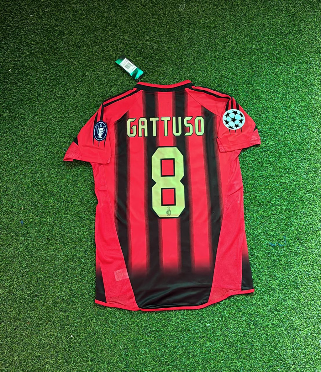 2004/05 Gennaro Gattuso 8 Milan Red & Black Home Retro Football Jersey – Back View