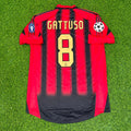Gennaro Gattuso 8 – Milan 2004/2005 Red & Black Home Retro Kit Jersey – Back View