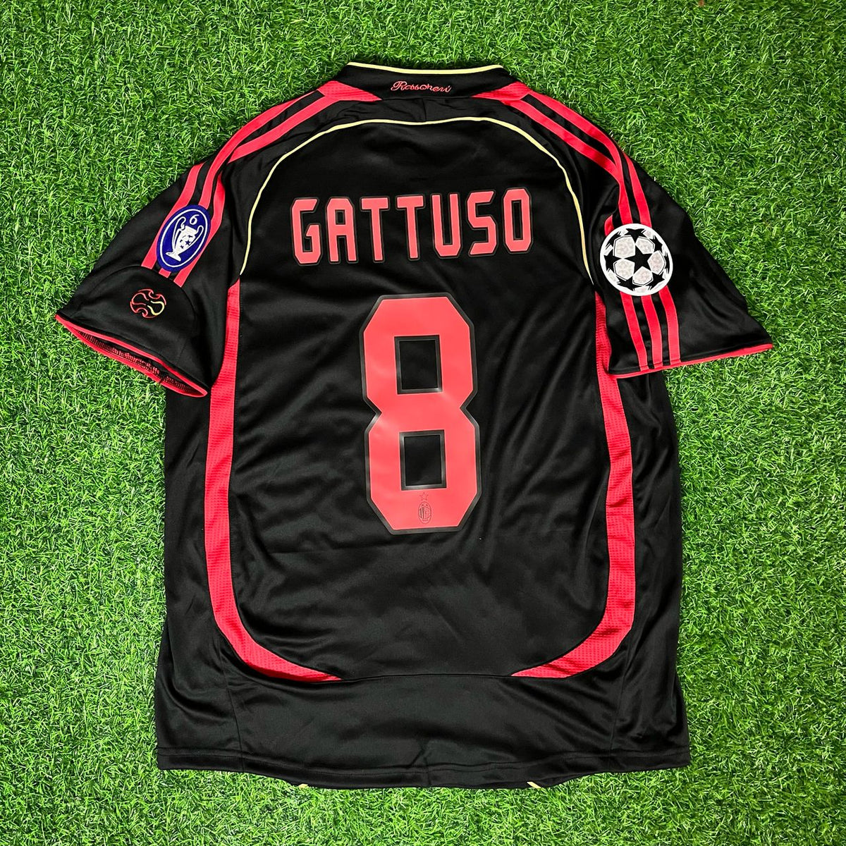 Gennaro Gattuso Milan 2006 2007 Black Retro Jersey – Detailed View