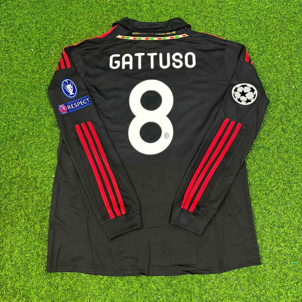 AC Milan 2011/12 Red & Black Retro Football Jersey – Gennaro Gattuso – Back View