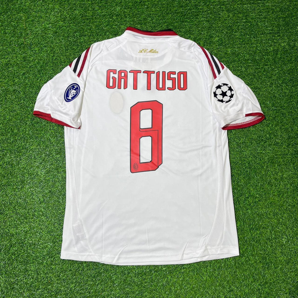 2009 Gennaro Gattuso Milan 2010 Season White Retro Football Jersey – Back View