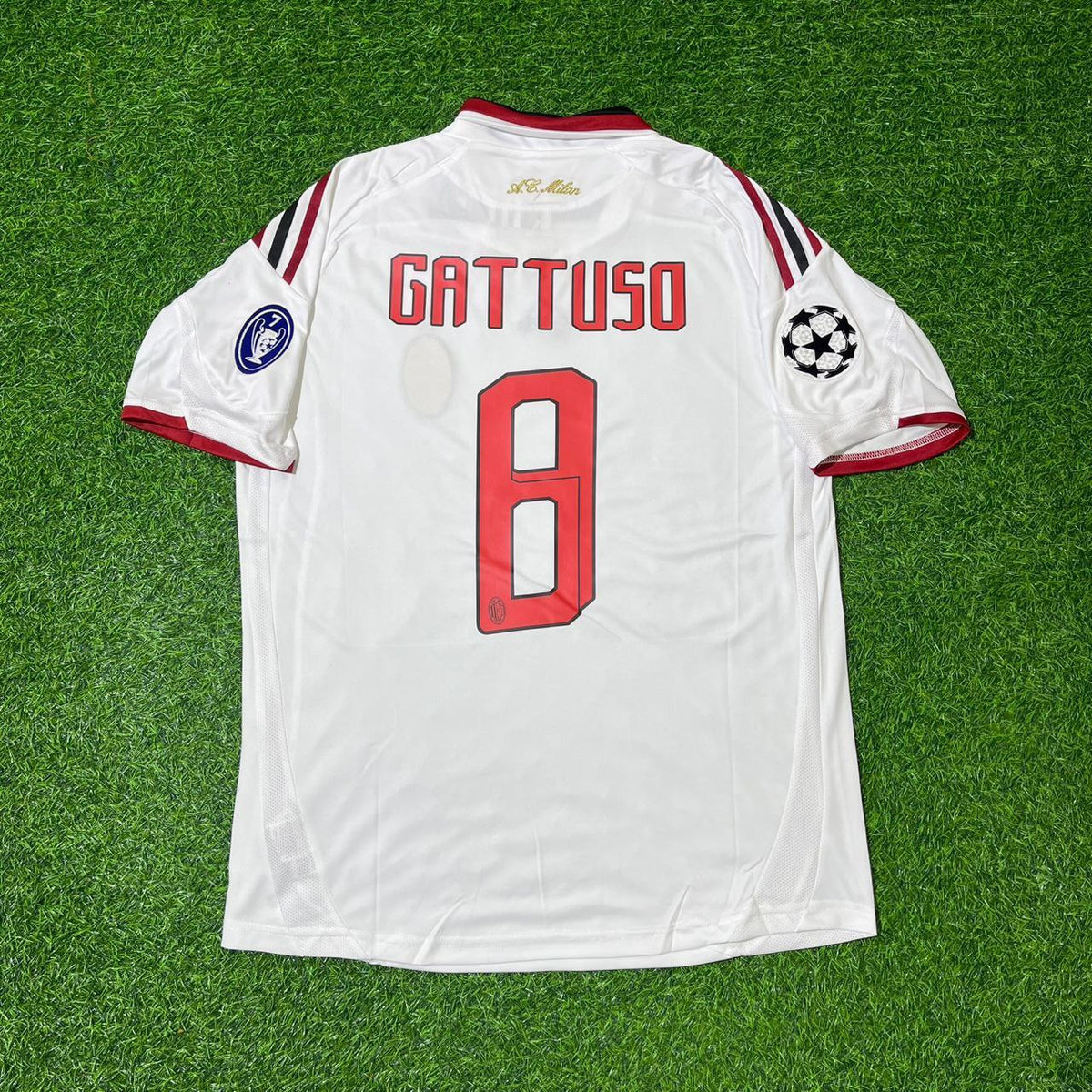 2009 Gennaro Gattuso Milan 2010 Season White Retro Football Jersey – Back View
