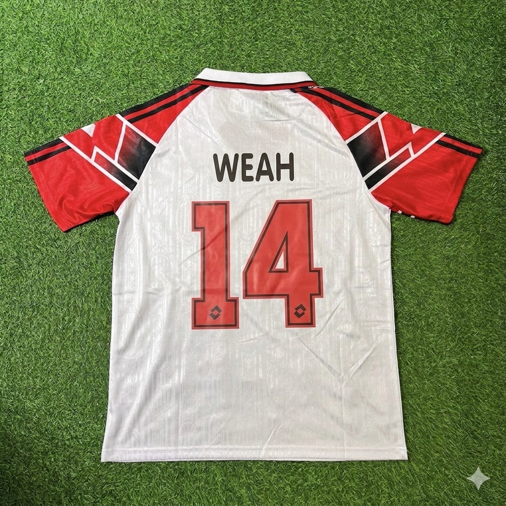 AC Milan 1997 Away Retro Football Jersey – George Weah #14 – Back View