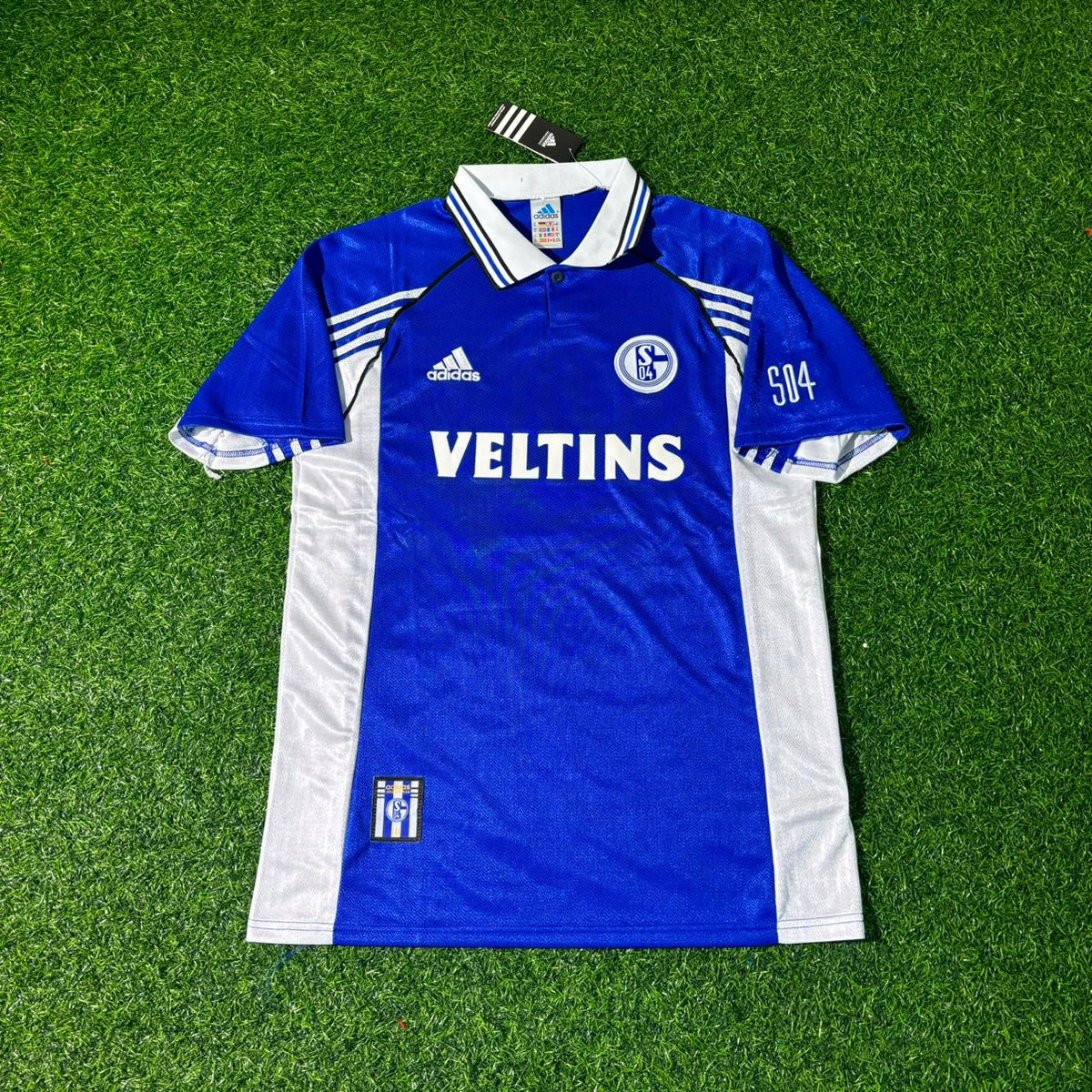 1999/00 Jiri Nemec FC Schalke 04 Blaues Heimtrikot Retro Fußballtrikot Jersey – Front View
