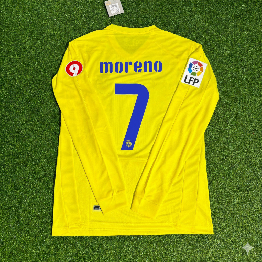 2008/09 Gerard Moreno 7 Villarreal CF Long Sleeve Retro Football Jersey – Back View