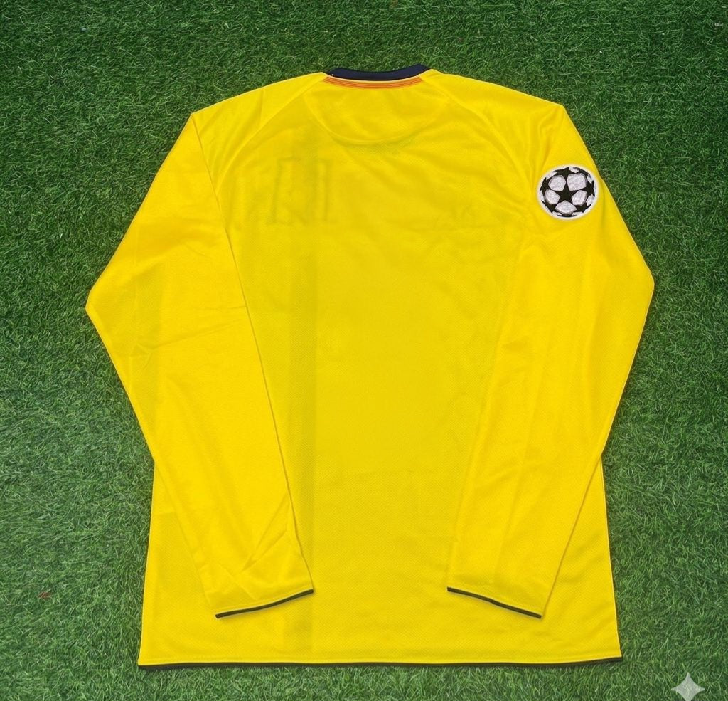 FC Barcelona 08/09 Season Yellow Away Retro Football Jersey – Front View