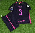 Gerard Piqué Barcelona 2014/15 Black Pink Kids Retro Football Jersey – Back View