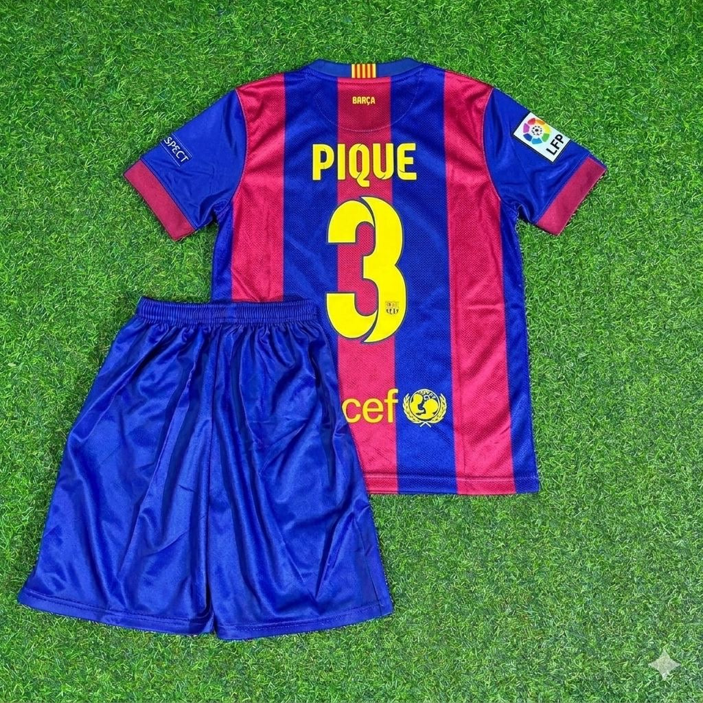 Barcelona 2015 Champions League Final Kids Retro Jersey – Gerard Piqué #3 – Back View