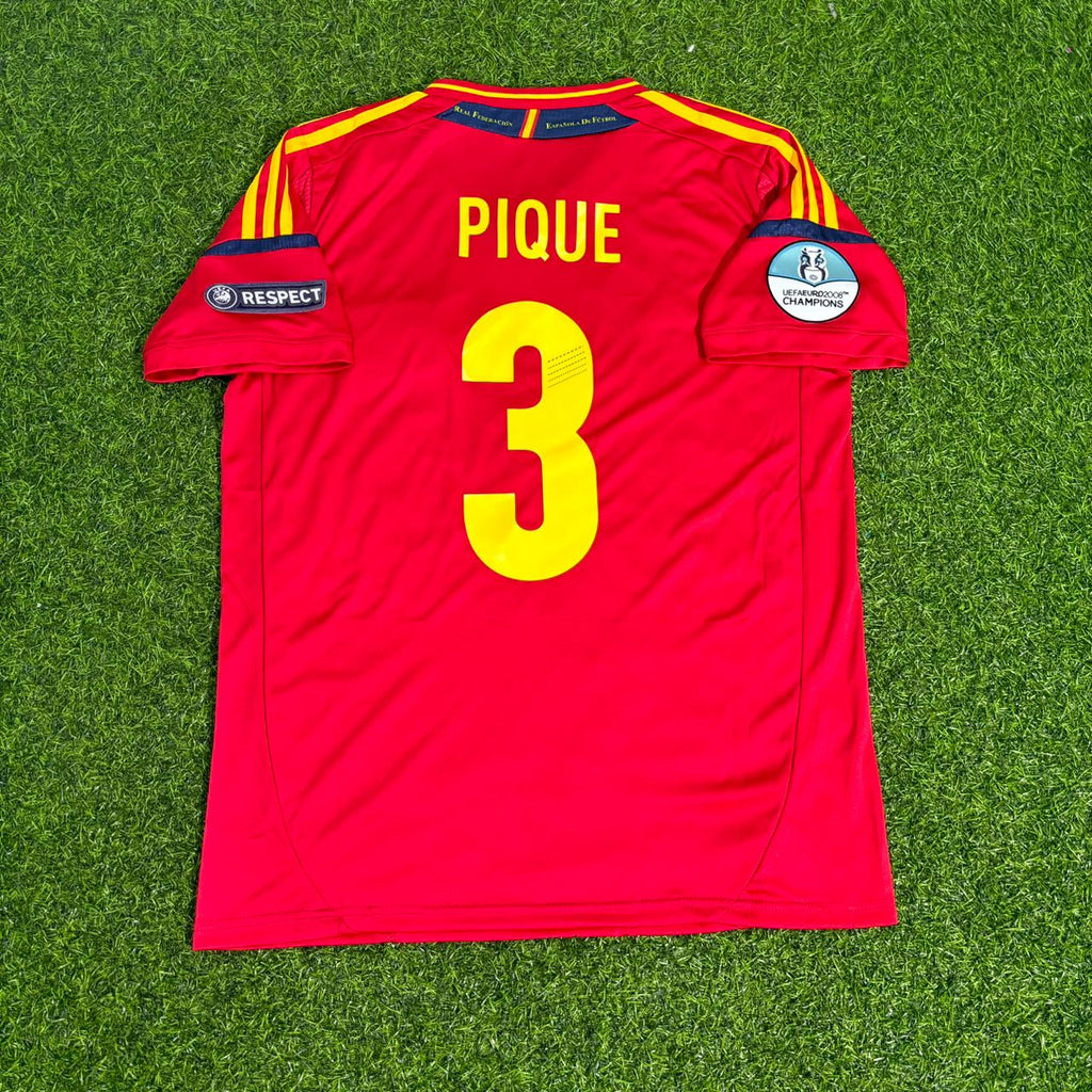 Gerard Pique Spain EURO 2012 Final Retro Football Jersey – Back View