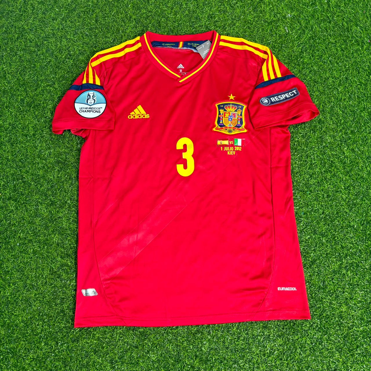 Gerard Pique Spain EURO 2012 Final Retro Football Jersey – Front View
