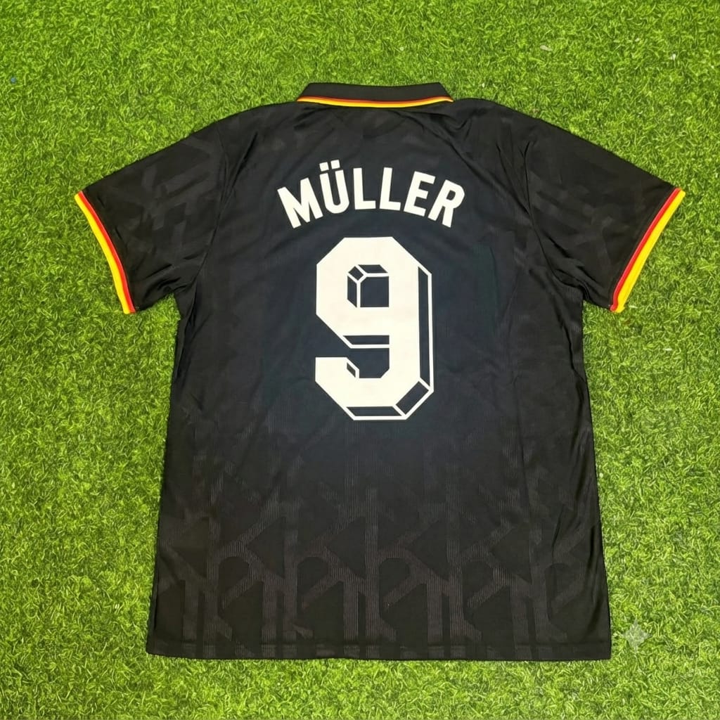 Gerd Müller Germany Black Polo Retro Commemorative Jersey – Back View