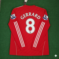 Liverpool 2010 2012 Season Long Sleeves Red Retro Jersey – Steven Gerrard – Back View