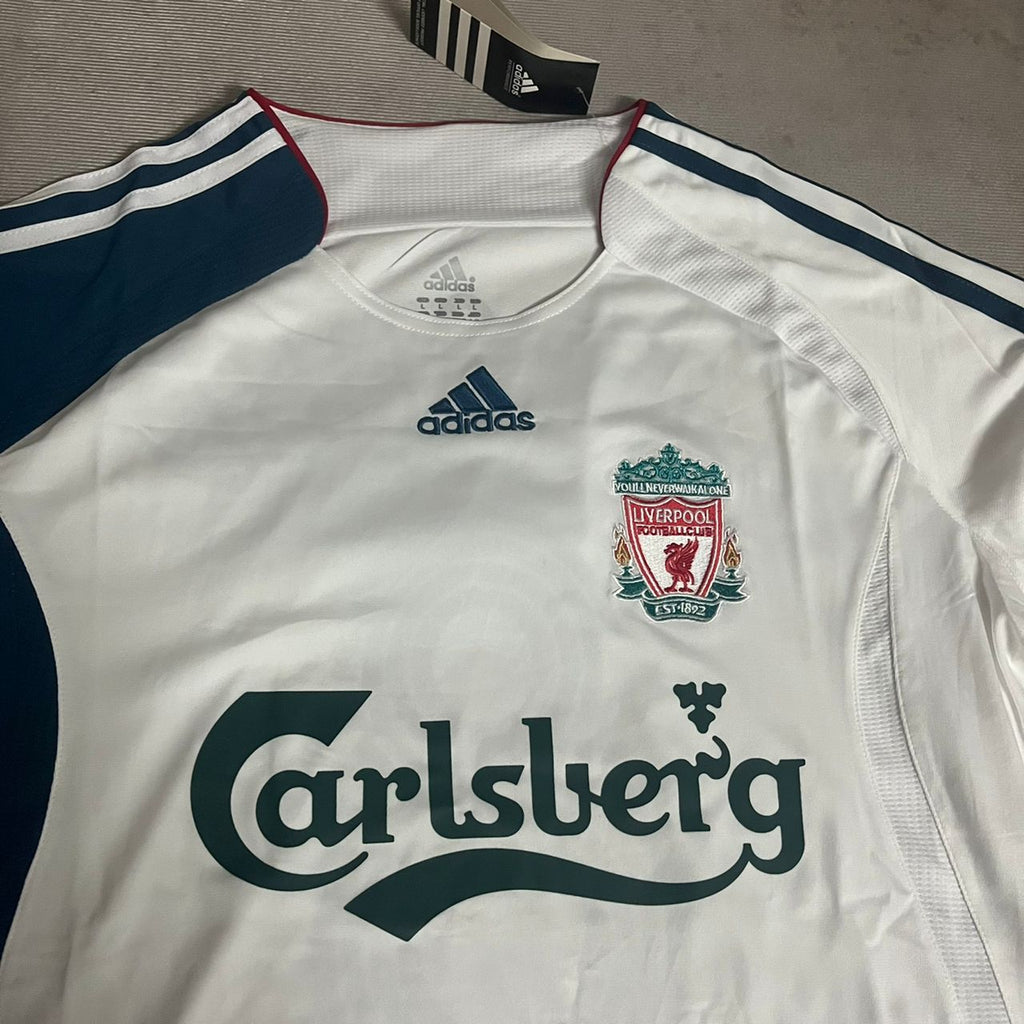 Steven Gerrard Liverpool 2007 White Blue Long Sleeve Retro Jersey – 4